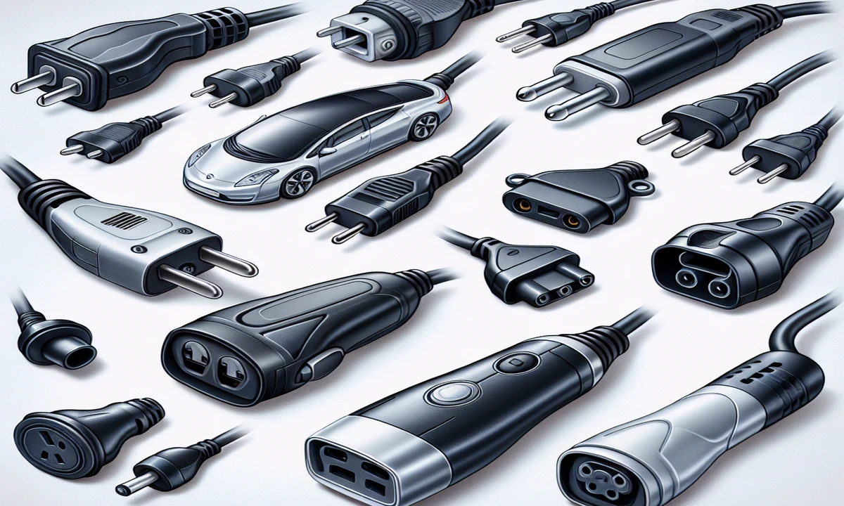 Imagen ilustrativa de distintos tipos de enchufes para coches eléctricos