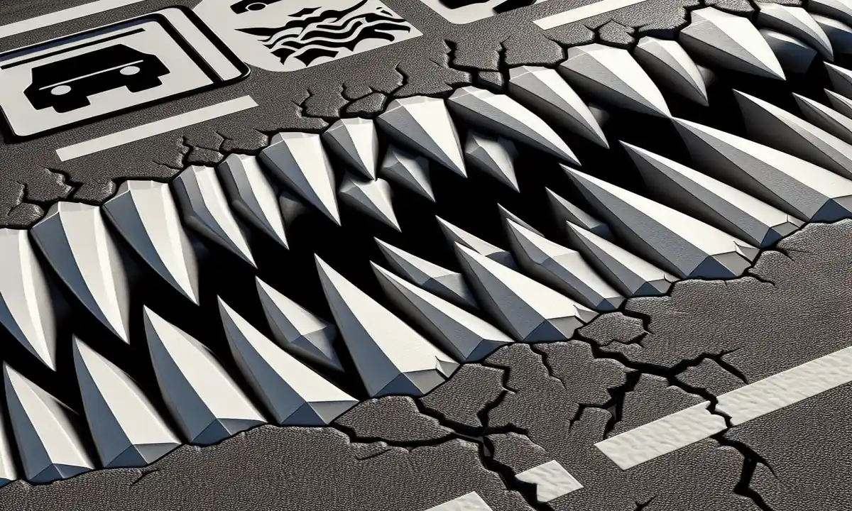 Imagen ilustrativa de dientes de dragón y líneas quebradas en señales viales para representar su significado en el artículo web.