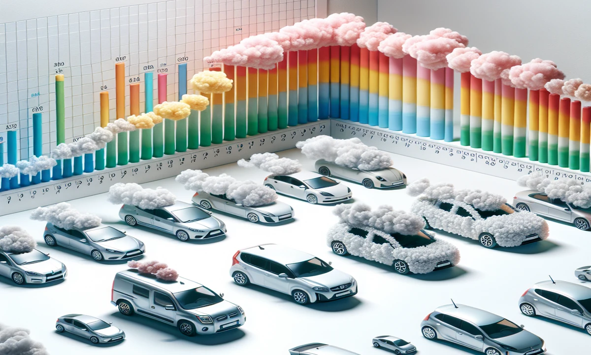 Comparación de emisiones de CO2 por kilómetro en diferentes modelos de automóviles.