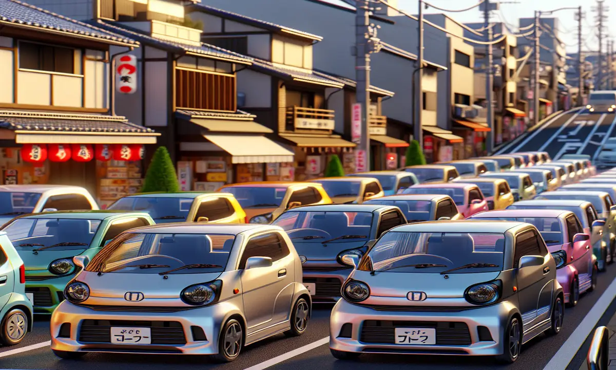 Imagen de varios Kei Car estacionados en una calle de Japón