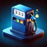 Ilustración de una bomba de gasolina con el precio aumentando en el display