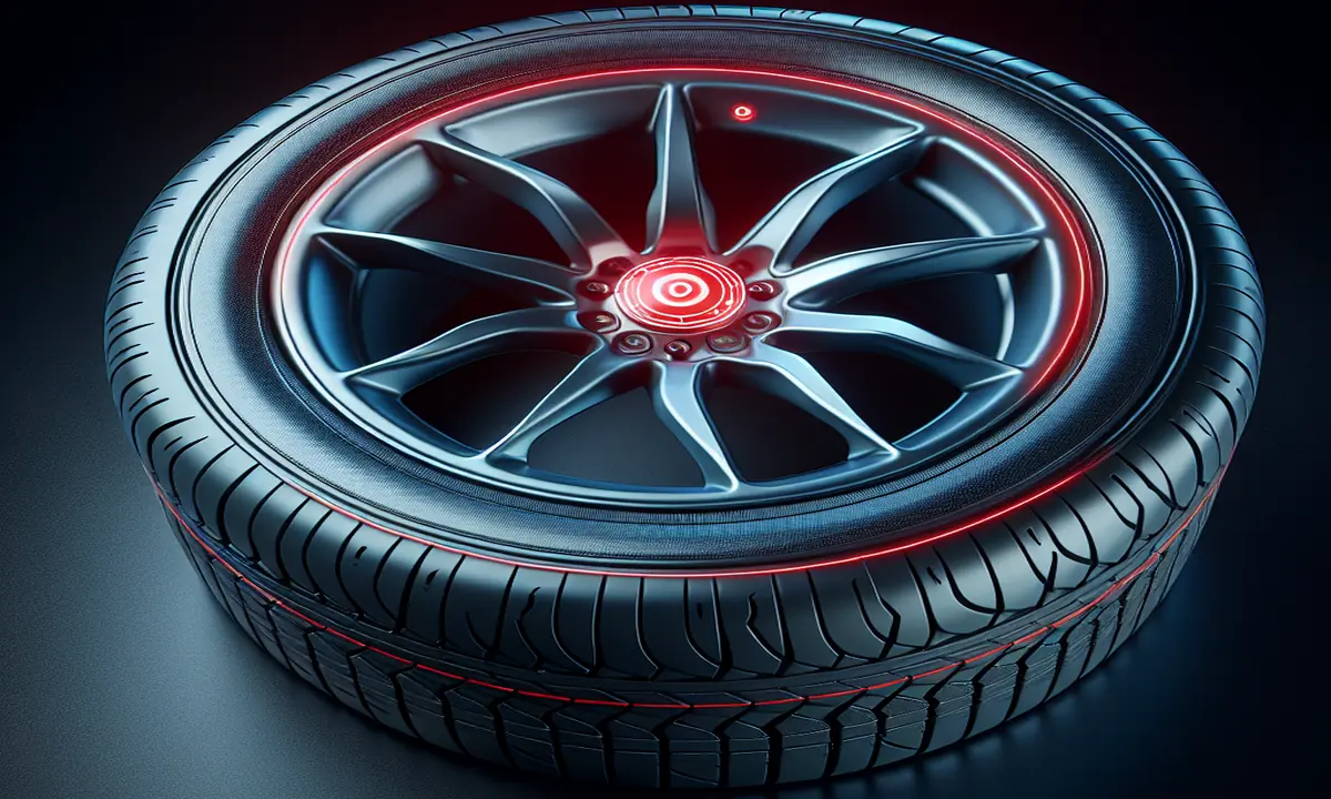 Imagen de un neumático con un punto rojo resaltado