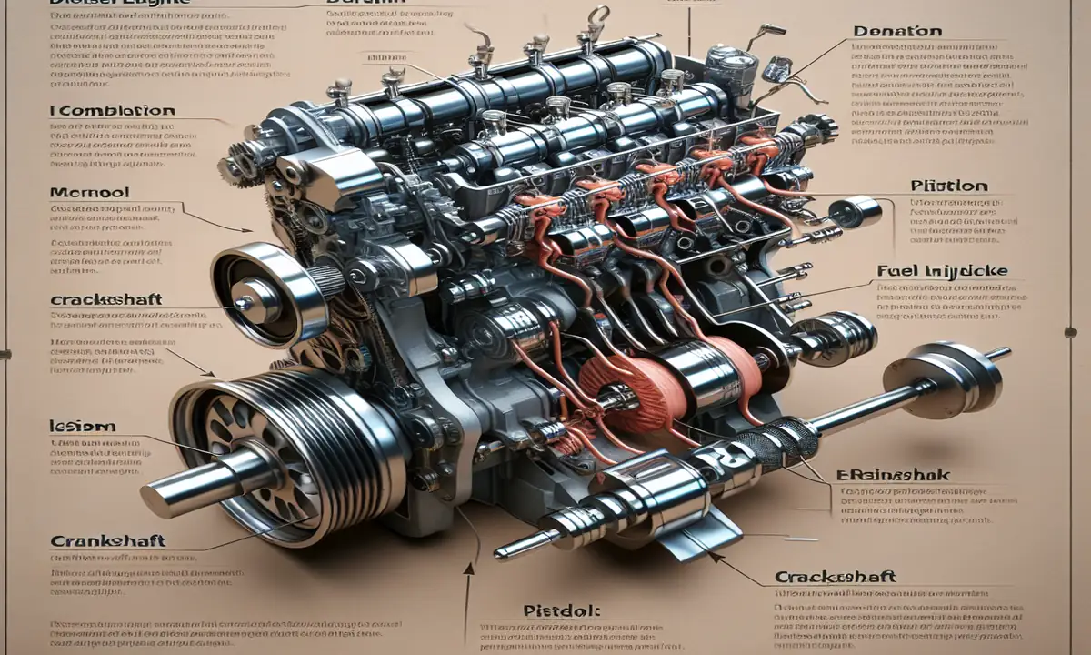 Diagrama ilustrativo que muestra cómo funciona un motor diésel y por qué genera ruido en su funcionamiento.