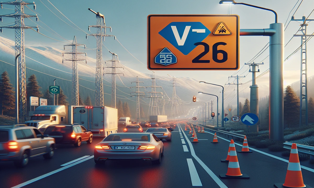 Imagen de la señal de tráfico V-26 con su respectivo significado y características en un artículo web sobre normas viales.